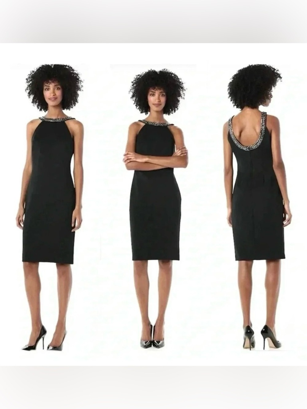 White Calvin Klein Halter Embellished Dress Size 4